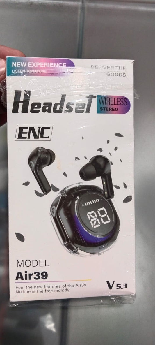 Air 39 Wireless Earbuds | Bluetooth 5.3 | Digital Display | Stereo Sound | Portable Charging Case | Random Color
