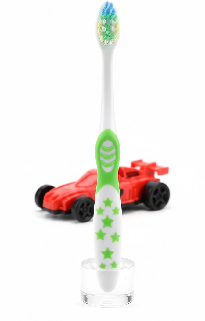 DORCO Children’s Soft Toothbrush with Fun Toy & Protective Case – Gentle Care for Kids’ Teeth & Gums (Random Design)