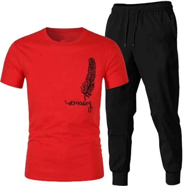 HALF SLEEVE PREMIUM TRENDY PRINTED TRACKSUIT FOR MEN COLOUR BLACK _LARGE