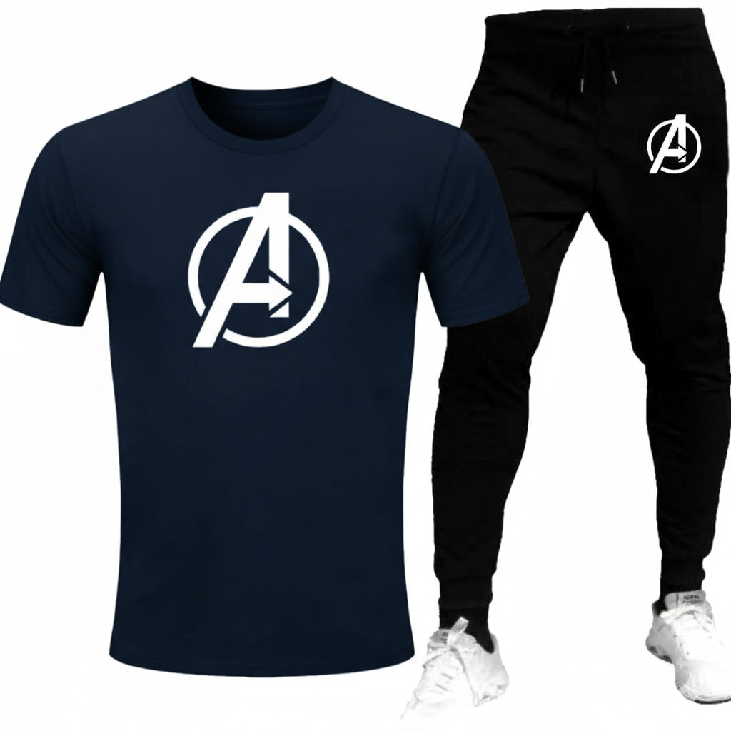 Round neck, half-sleeve casual T-shirt with matching trouser. Trendy, comfortable aur gym, jogging aur daily wear ke liye perfect choice
