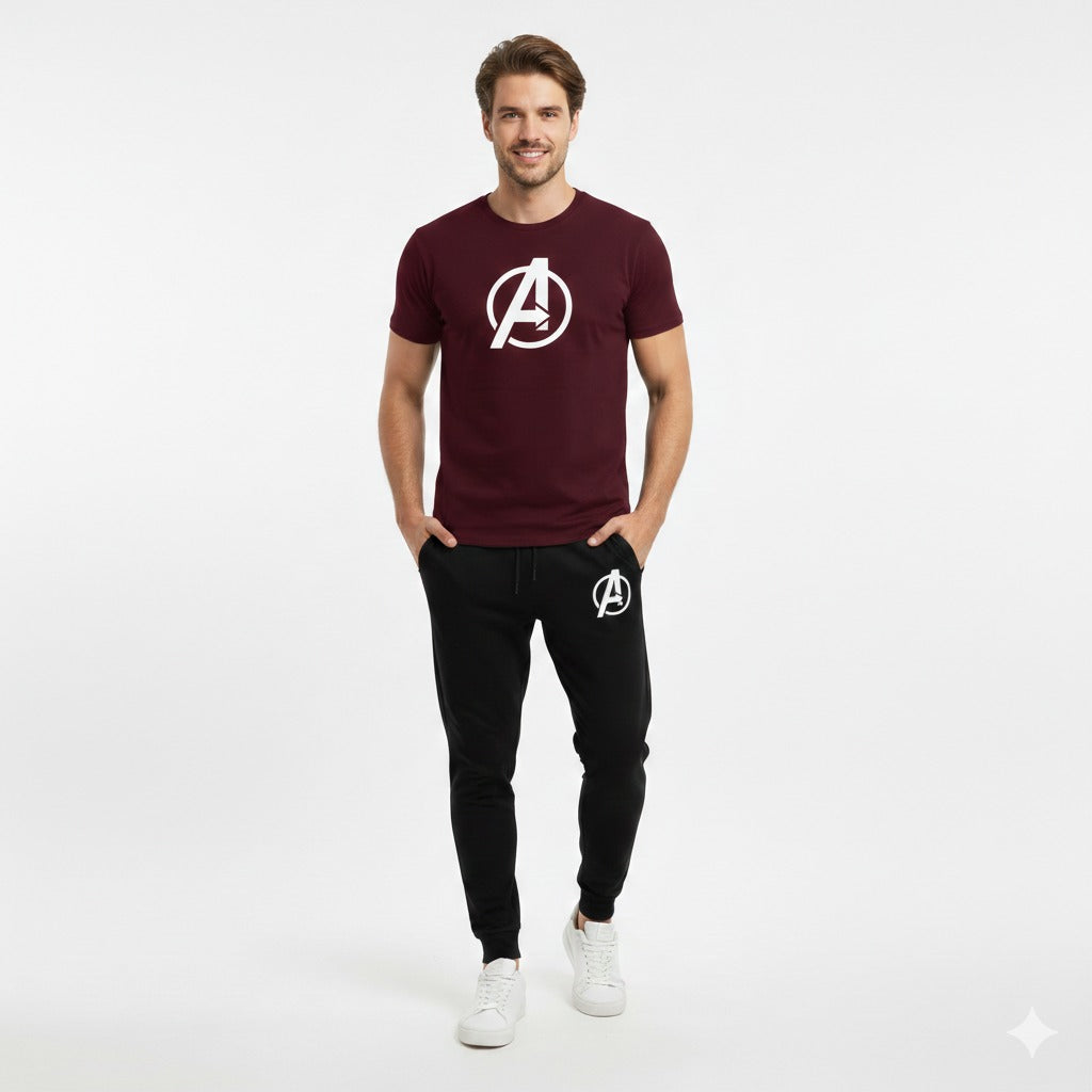 Round neck, half-sleeve casual T-shirt with matching trouser. Trendy, comfortable aur gym, jogging aur daily wear ke liye perfect choice
