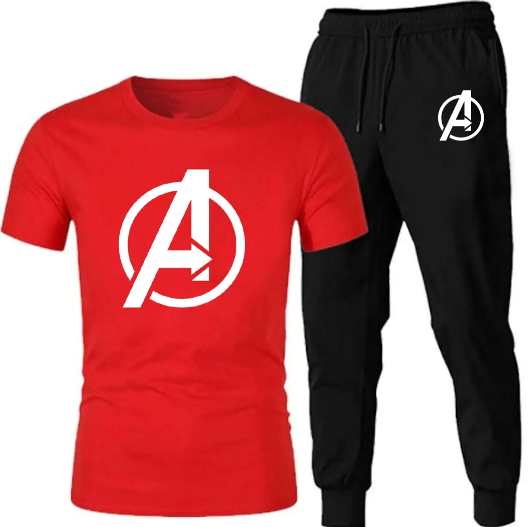Round neck, half-sleeve casual T-shirt with matching trouser. Trendy, comfortable aur gym, jogging aur daily wear ke liye perfect choice -BLACK- L