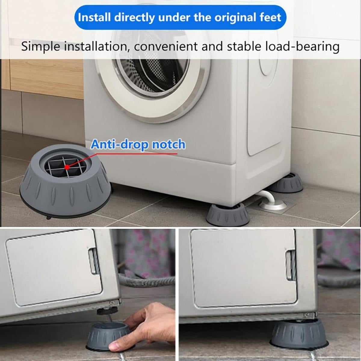 4Pcs Universal Anti‑Vibration Feet Pads | Washing Machine, Dryer, Refrigerator & Furniture Non‑Slip Rubber Mat (Big Size)