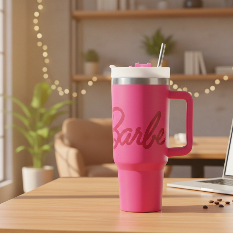 Master Barbie Tumbler – Stylish, Durable & Leak-Proof Drinkware - Pink Color ( With Box )