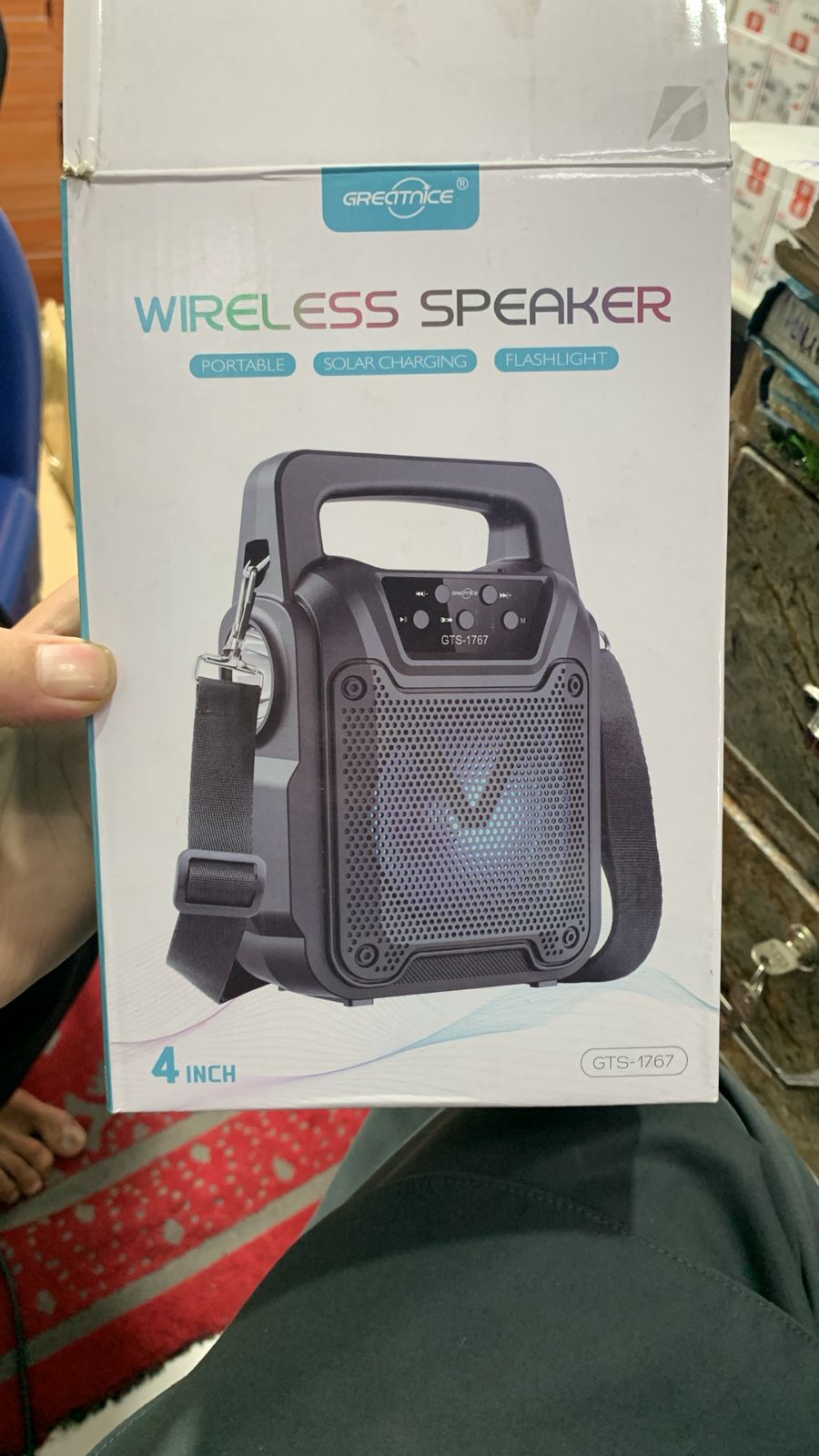 GTS‑1767 Solar Wireless Bluetooth Speaker | MP3, FM Radio, SD Card, USB | LED Flashlight Portable