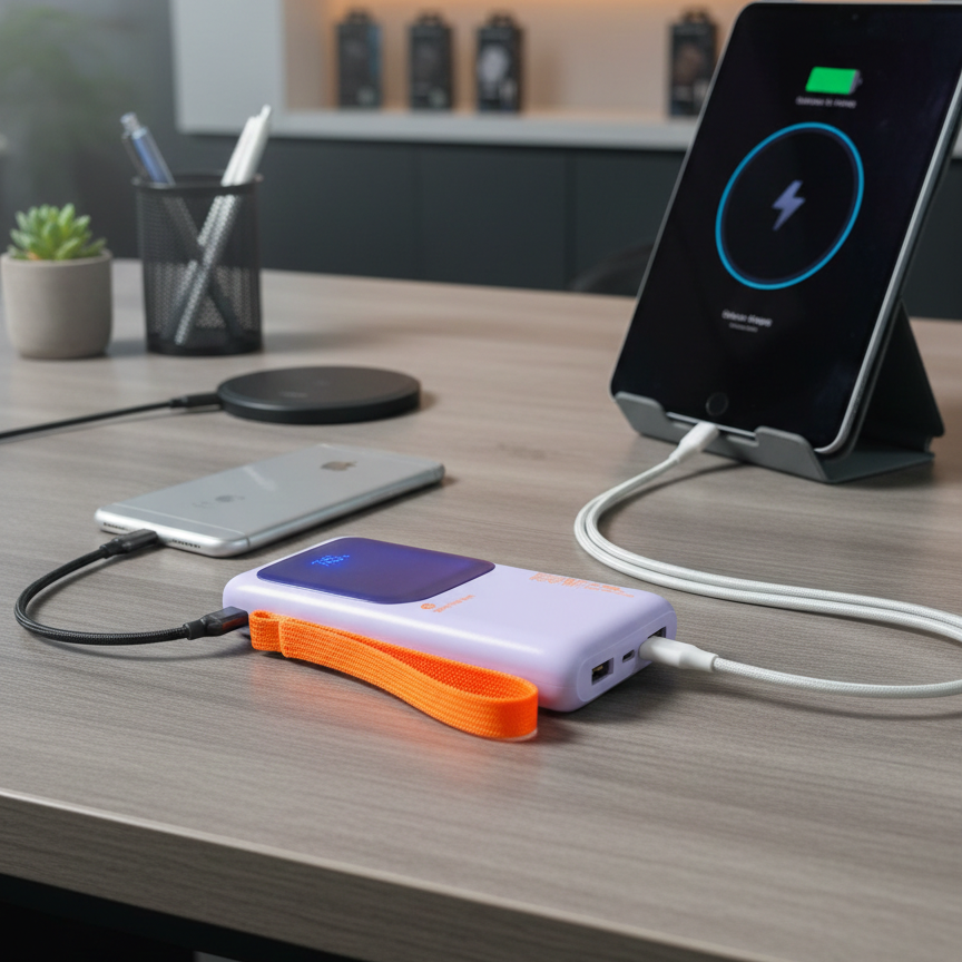 Moshuo 30000mAh Super Fast Charging Power Bank 100W – Original Lithium Battery with LED Display & Type-C Cable