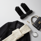 Women's & Girls Black Winter Velvet Gloves with Fur Cuff – Warm Soft Hand Gloves (1 Pair)
