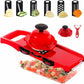 10 in 1 Mandoline Slicer Vegetable Cutter with Stainless Steel Blade Manual Potato Peeler Carrot Cheese Grater Dicer Kitchen Tool-Pink with box