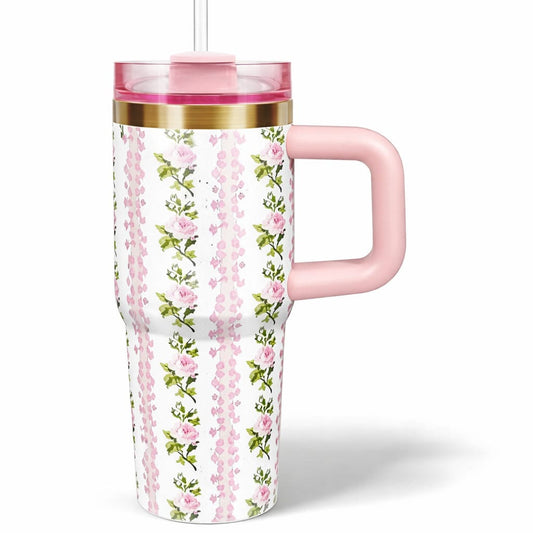 Mini Tumblers Stylish Portable Cups For Hot And Cold Drinks 14 Oz Lightweight Everyday Beverage Solution - Blue Floral