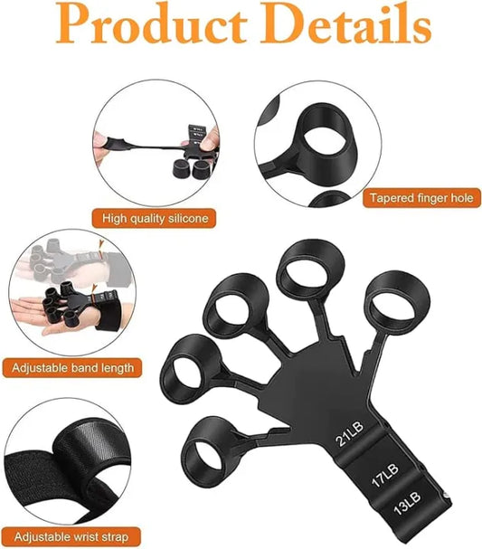 Adjustable Finger Strengthener Hand Grip Trainer – 13LB to 21LB Resistance, Finger Exerciser for Guitar, Fitness & Rehab
