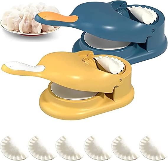 2-in-1 Manual Dumpling Maker & Dough Press Machine | Portable Samosa & Gujiya Mould Tool | Easy Kitchen DIY Pastry Accessory (Random Colour)