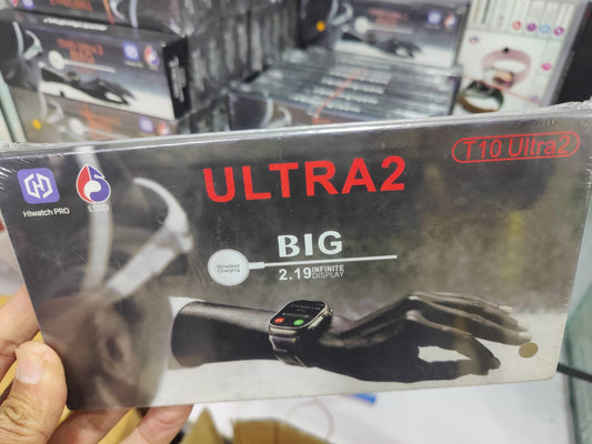 T10 Ultra 2 Smartwatch With White Dial And Black Straps