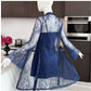 Soft Lace Robe & Silk Inner – 2 Piece Transparent Net Gown Set | Free Size (Fits Up to 38” Chest) | Black