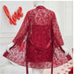 Soft Lace Robe & Silk Inner – 2 Piece Transparent Net Gown Set | Free Size (Fits Up to 38” Chest) | Black
