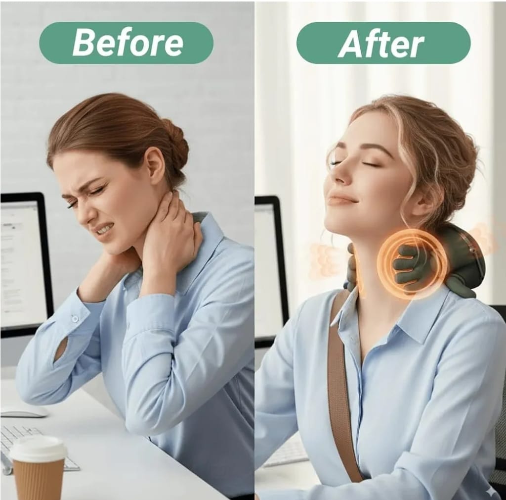 Human Hand Style Heated Neck And Shoulder Massager Portable Wireless Deep Tissue 4D Finger Pressure