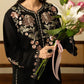Batool 2-Piece Stitched Winter Suit – Black Cutwork Embroidered Cotton/Dhanak Set - Large