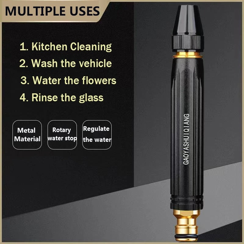 High Pressure Metal Brass Adjustable Nozzle Water Spray Gun – Heavy-Duty Garden & Car Wash Cleaning Tool