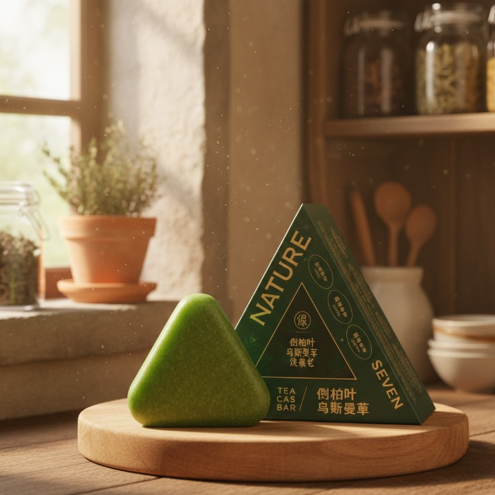 Nature Seven Green Tea Cas Bar Featuring Platycladus Orientalis Leaf And Wusiman Grass Extract Hair Care Shampoo Soap