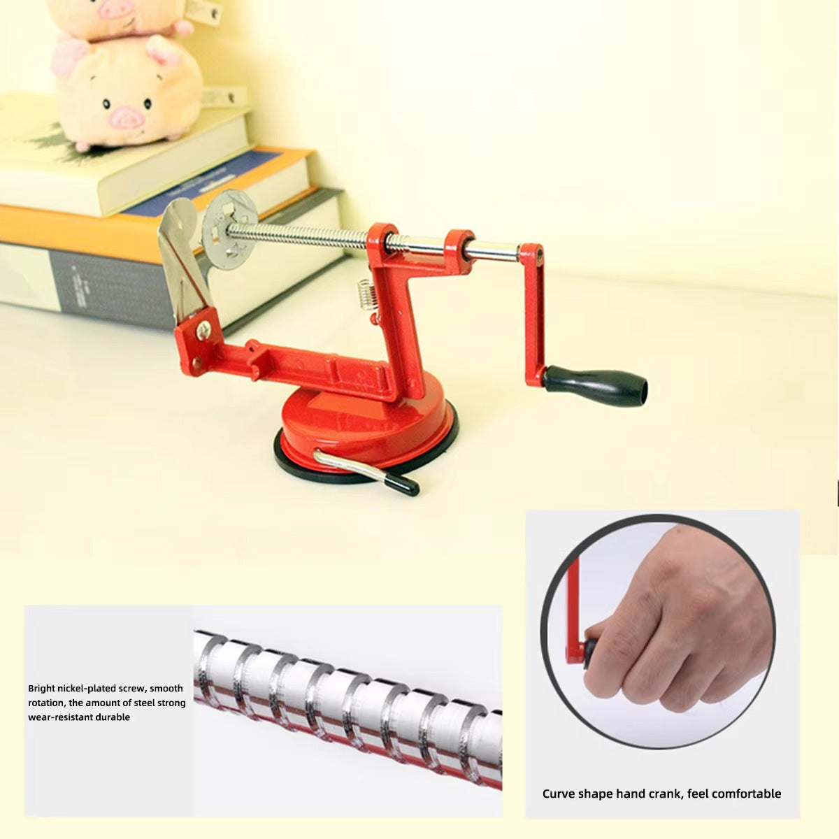 Manual Twisted Potato & Apple Spiral Slicer – Stainless Steel Vegetable Spiralizer & French Fry Cutter