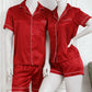 Couple Night Dress Silk Pajama Set – Short Sleeve Shirt & Shorts (4 Pcs) | SKU DC-C014 | Black