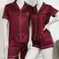 Couple Night Dress Silk Pajama Set – Short Sleeve Shirt & Shorts (4 Pcs) | SKU DC-C014 | Black