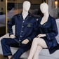 Couple Night Dress Silk Sleepwear Set – 4-Piece Pajama & Robe Set | SKU: DC-C012 | Black