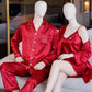Couple Night Dress Silk Sleepwear Set – 4-Piece Pajama & Robe Set | SKU: DC-C012 | Black