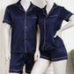 Couple Night Dress Silk Pajama Set – Short Sleeve Shirt & Shorts (4 Pcs) | SKU DC-C014 | Black