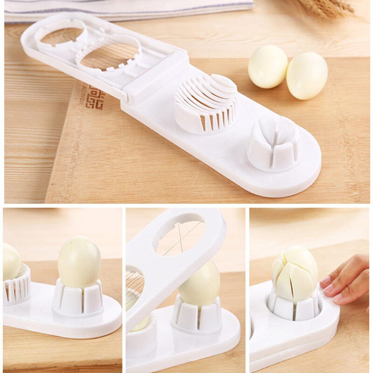 2-in-1 Egg Cutter & Slicer – Boiled Egg Slicing Machine with Stainless Steel Cutting Wires, Kitchen Cooking Tool | Random Color