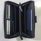 Premium Black Leather Travel Organizer Wallet with Metal Lock Closure