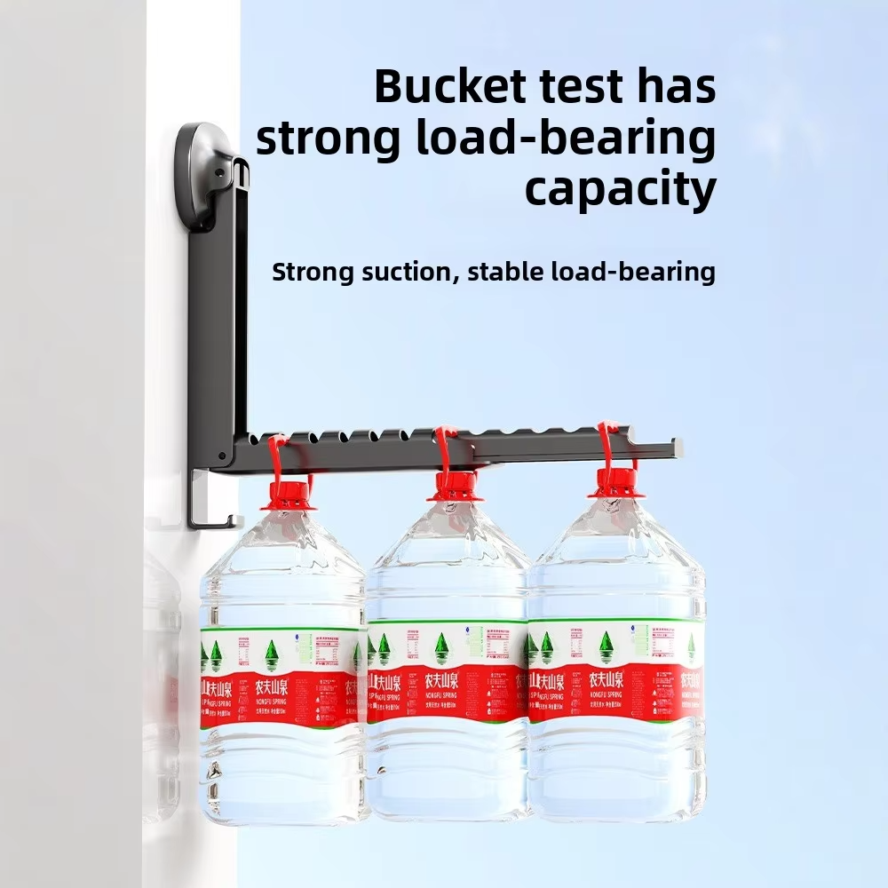 Folding Wall Mounted Clothes Drying Rack With Suction Cup Retractable Portable Space Saving Laundry Organizer (Random Colour)