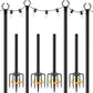 AILBTON 10Ft String Light Poles 4 Pack,Light Poles for Outside Lights,Outdoor with Fence Brackets Hanging Lights,Metal Stand Deck Patio Backyard