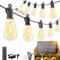 Brightown 52FT Solar String Lights Outdoor Waterproof, Patio Lights with Remote & Timer, USB/Solar Powered Dimmable Outdoor Lights, 15+1 LED Bulbs for Backyard Garden Camping Party - 26Hrs Runtime