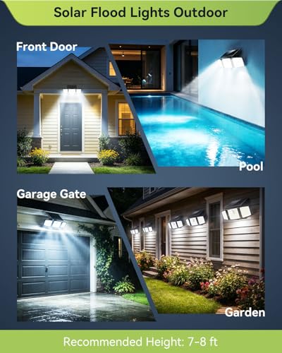 daphino 2500LM Solar Lights Outdoor with Motion Sensor,3 Head 270° Wide Angle Street Area Lights, IP65 Waterproof Security Lighting with 3 Modes(Non-Remote,2 Pcs)