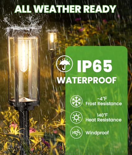 BITPOTT Bright Solar Pathway Lights Outdoor, 8 Pack Solar Powered Garden Lights Waterproof IP65, Auto On/Off Outdoor Light for Lawn Patio Walkway Driveway Decor Landscape Lighting