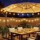 Brightown 52FT Solar String Lights Outdoor Waterproof, Patio Lights with Remote & Timer, USB/Solar Powered Dimmable Outdoor Lights, 15+1 LED Bulbs for Backyard Garden Camping Party - 26Hrs Runtime