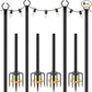AILBTON 10Ft String Light Poles 4 Pack,Light Poles for Outside Lights,Outdoor with Fence Brackets Hanging Lights,Metal Stand Deck Patio Backyard