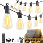 Brightown 52FT Solar String Lights Outdoor Waterproof, Patio Lights with Remote & Timer, USB/Solar Powered Dimmable Outdoor Lights, 15+1 LED Bulbs for Backyard Garden Camping Party - 26Hrs Runtime