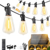 Brightown 52FT Solar String Lights Outdoor Waterproof, Patio Lights with Remote & Timer, USB/Solar Powered Dimmable Outdoor Lights, 15+1 LED Bulbs for Backyard Garden Camping Party - 26Hrs Runtime