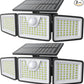 daphino 2500LM Solar Lights Outdoor with Motion Sensor,3 Head 270° Wide Angle Street Area Lights, IP65 Waterproof Security Lighting with 3 Modes(Non-Remote,2 Pcs)