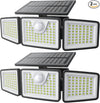 daphino 2500LM Solar Lights Outdoor with Motion Sensor,3 Head 270° Wide Angle Street Area Lights, IP65 Waterproof Security Lighting with 3 Modes(Non-Remote,2 Pcs)
