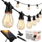 Brightech Ambience Pro Solar Powered Outdoor String Lights -27 ft Commercial Grade Waterproof Edison Patio Lights, Shatterproof LED String Lights for Outside, Porch - 12 Bulbs, 1W Soft White